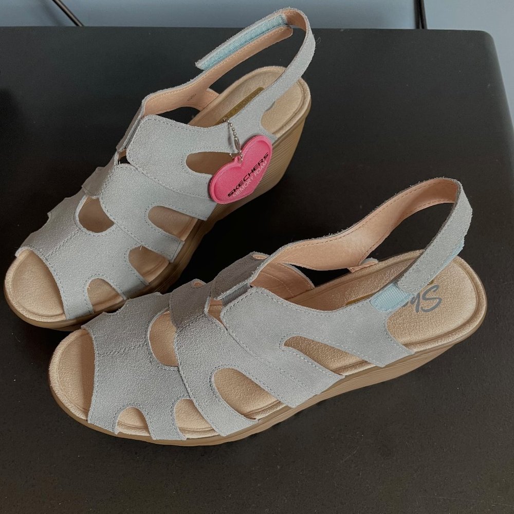 Skechers Stylin Blue Suede NWOB sandals